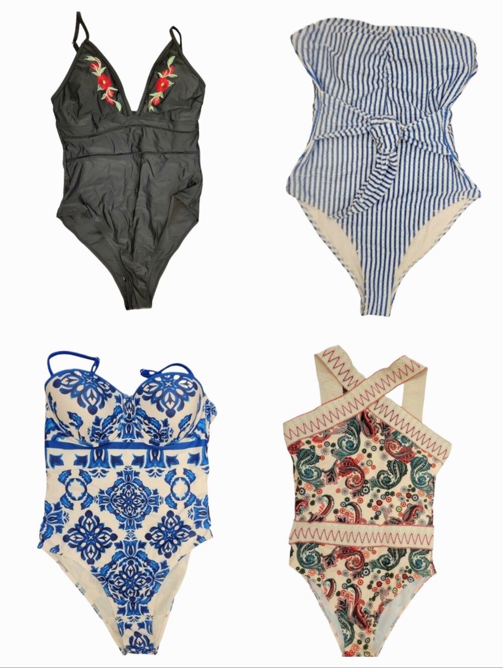 SHEIN Womens Swimsuits Lot of 4 Size M NEW One Piece Floral Strapless Swim